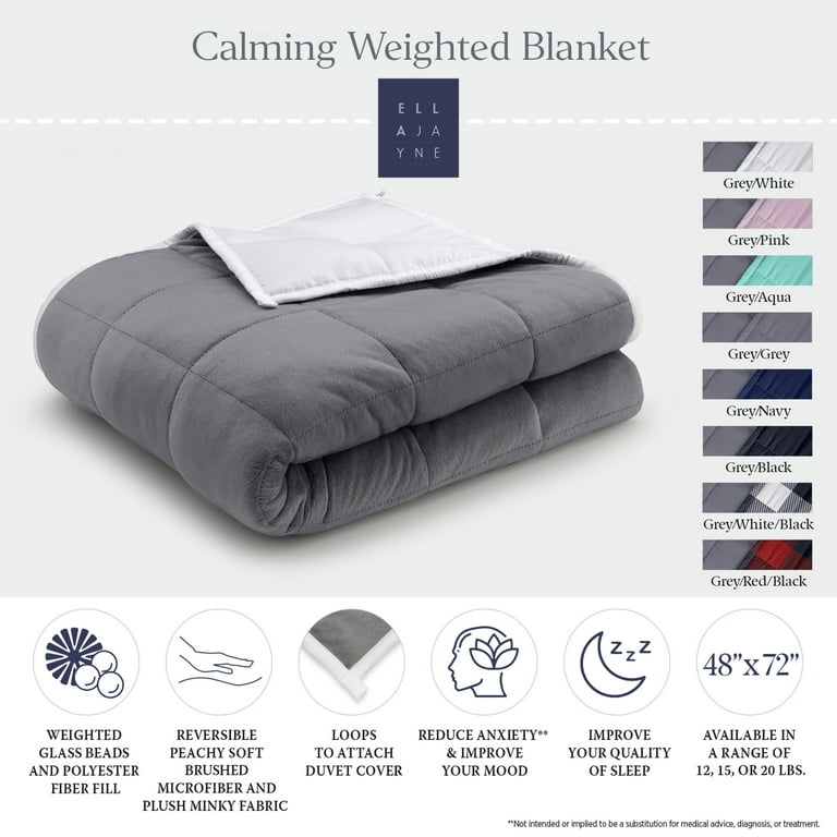 Reversible Weighted Anti-Anxiety Blanket Grey/White 15lb