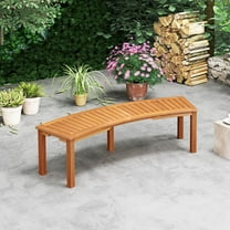 Costway 1 PCS Outdoor Curved Bench with Slatted Seat Solid Acacia Wood for Yard
