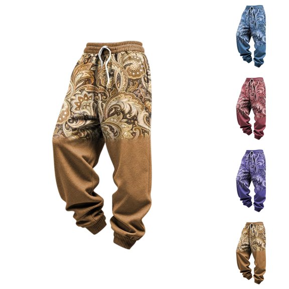 Mens Sweatpants with Pockets Cool Western Cowboy Style Print Relaxed Fit Elastic Waist Joggers Jogging Pants