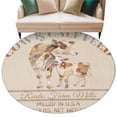 thumbnail image 2 of Beige Farm Animals Round Area Rug 5ft, Vintage Cow Farmhouse Washable Non-Slip Circle Rugs for Bedroom Living Room Kitchen, Soft Low Pile Carpet for Dining Room Playroom Nursery, 2 of 9
