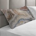 thumbnail image 2 of Marble Print Quilted Pillowcover, Surreal Onyx Stone Surface Pattern Pale Blue Details Picture, Standard King Size Accent Pillow Cover for Bedroom, 36" x 20", Cinnamon Beige Tan, by Ambesonne, 2 of 2