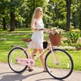 thumbnail image 4 of Gymax 26-Inch Beach Cruiser Bike w/Adjustable Seat Woven Basket & Rear Rack for City, 4 of 10