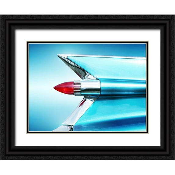 Gube, Beate 18x15 Black Ornate Wood Framed with Double Matting Museum Art Print Titled - US Classic Car 1959 Sedan Deville tail fin abstract