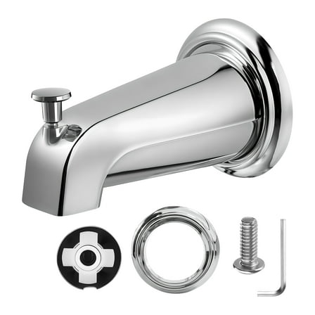 Tub Spout with Diverter, Slip-On Tub Spout, Bathroom Bathtub Faucet with Metal Tub Spout Cover Ring, Fits 1/2" Copper Water Tube 5/8" Diameter