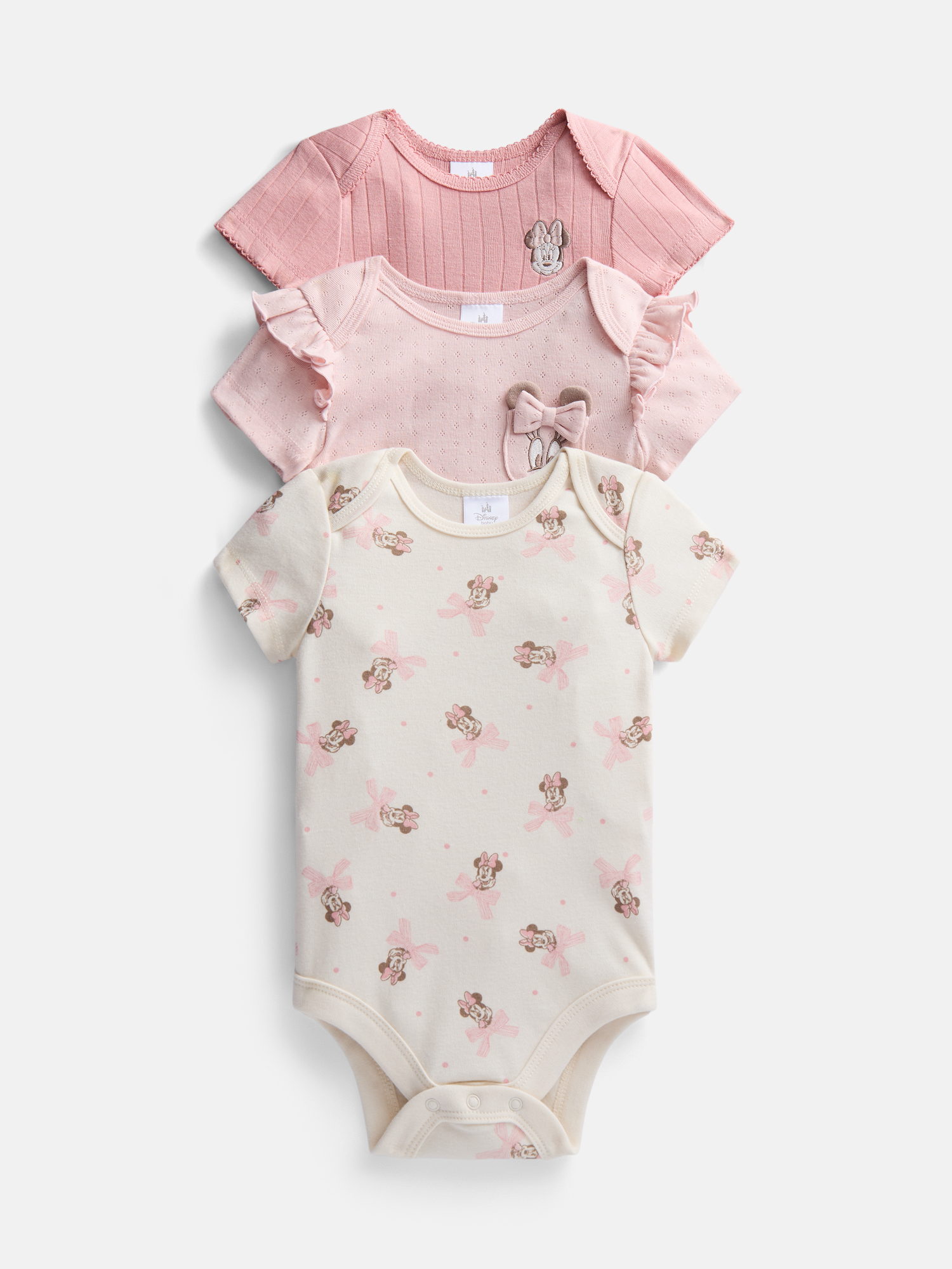 Disney Baby Minnie Mouse Short Sleeve Bodysuits, 3-Pack photo 1