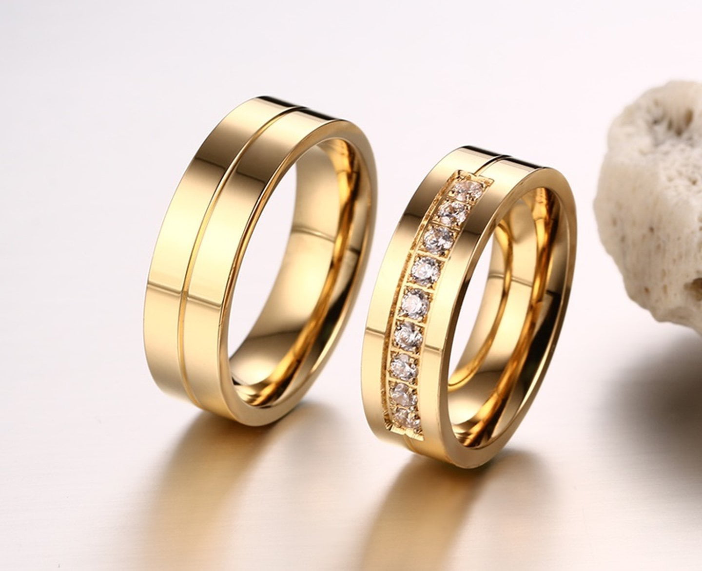 Buy Couple Rings Set. Gold Wedding Bands. Matching Couple Ring. His and  Hers Wedding Bands Set. Rose Gold Wedding Bands. Solid Gold Bands. Online  in India - Etsy