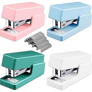 4 Pièces Petits agrafes Mini Stapler avec agrafes Couleur assorties Petit stapler Avec agrafe coloré petit stapleur mignon portable Stapleur papeterie off