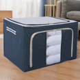 thumbnail image 1 of Caja de almacenamiento transparente grande, resistente al agua y a la humedad, plegable, para guardar ropa, armario de dormitorio, caja de almacenamiento de tela, 1 of 6