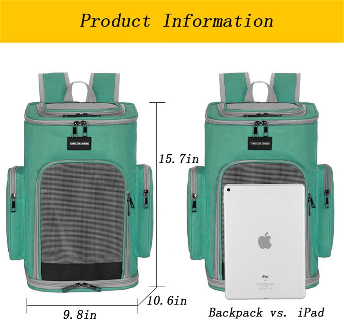 Pet Carrier Backpack Cat Carrier Backpack Dog Carrier Backpack for Small Cats Dogs Wide Use Breathable Strong and Durable Pet Backpack(Green)