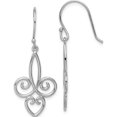 thumbnail image 1 of Sterling Silver Rhodium-Plated Fleur De Lis Dangle Earrings (37.17 X 15.78) Made In China qe15067, 1 of 4