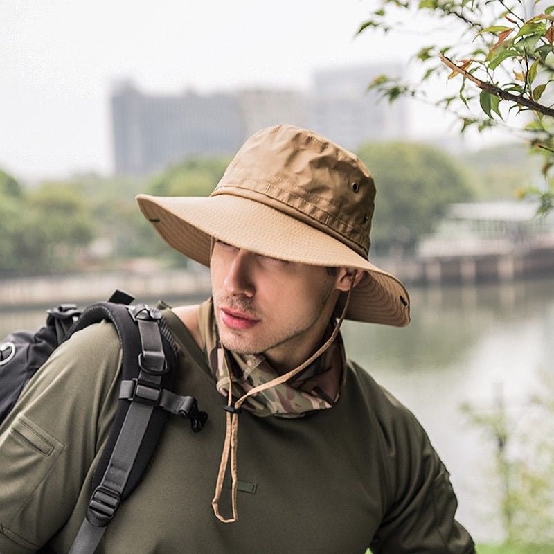 2PCS Men Bucket Hat Boonie Wide Brim Sun Cap Military Fishing Hunting Hiking Hat 