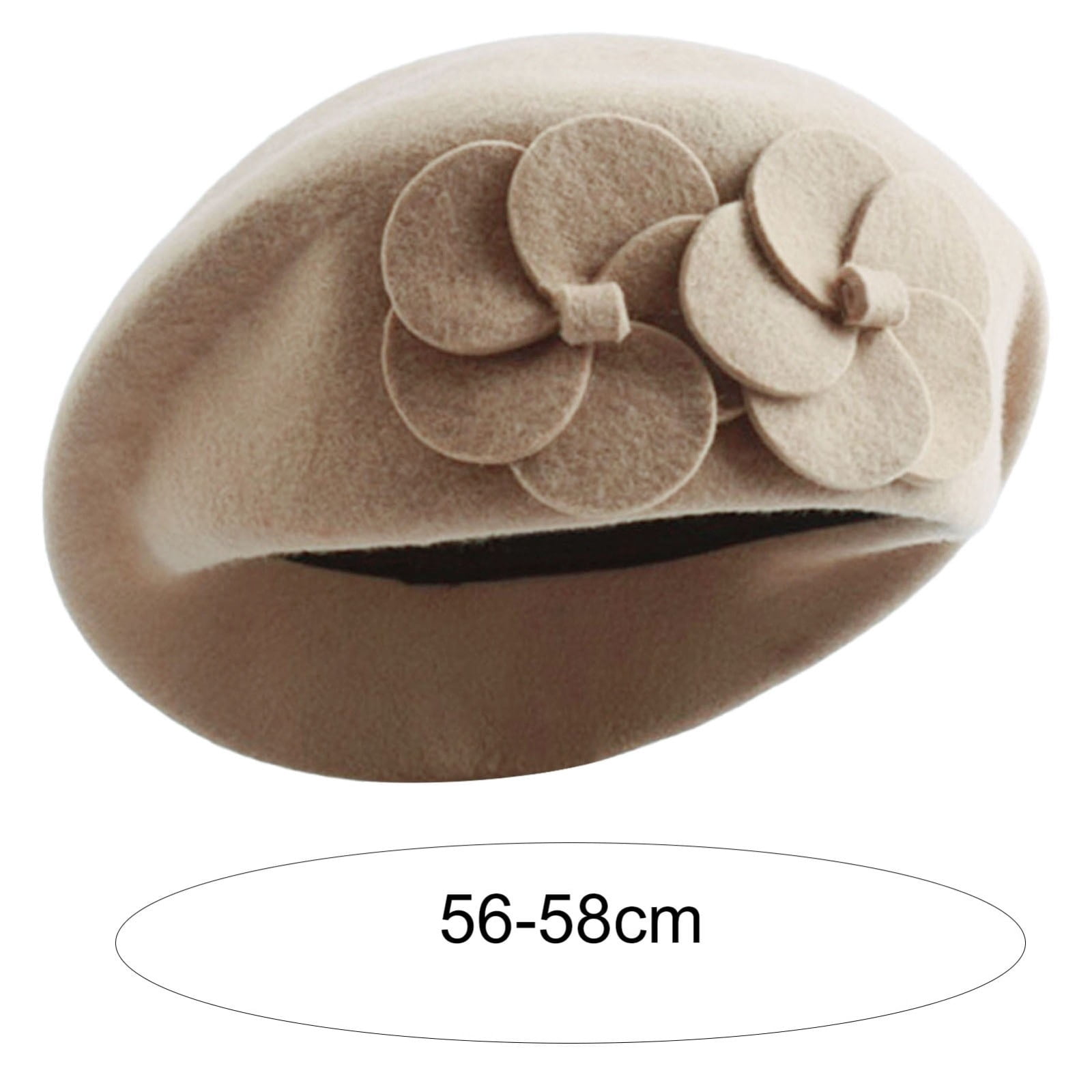 1937 Women French Beret Hat Reversible Solid Color Floral Warm Knitted VECRY Lady French Beret 100% Wool Beret Floral Dress Beanie  main image 2