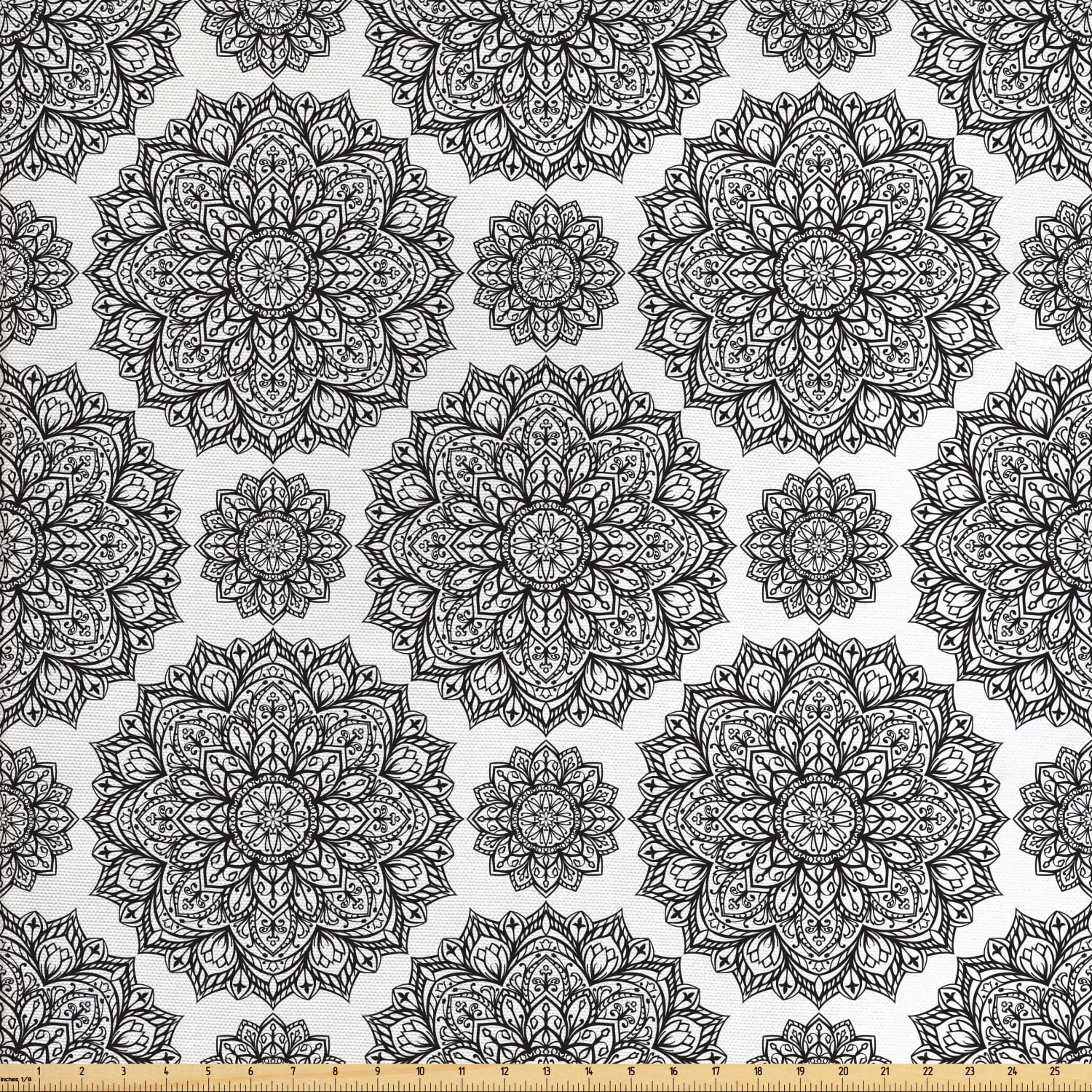 Mandala Fabric by The Yard, Symmetrical Oriental Mandala Pattern Lace