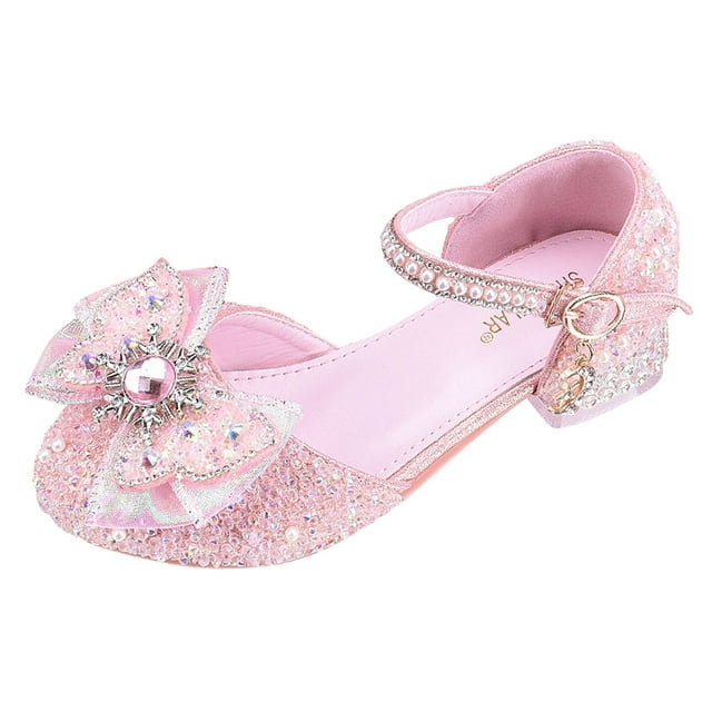 PMVFHDE Sandales pour Filles Chaussures Blanches à Talons Hauts Nouvelles Chaussures pour Enfants Chaussures de Performance de Scène Roses, 10-10.5 Ans
