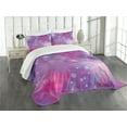 thumbnail image 3 of Ambesonne Abstract Quilted Bedspread Set 3 Pcs, Floral Dreamy Romantic, King Size, Violet Pink Pale Blue, 3 of 5