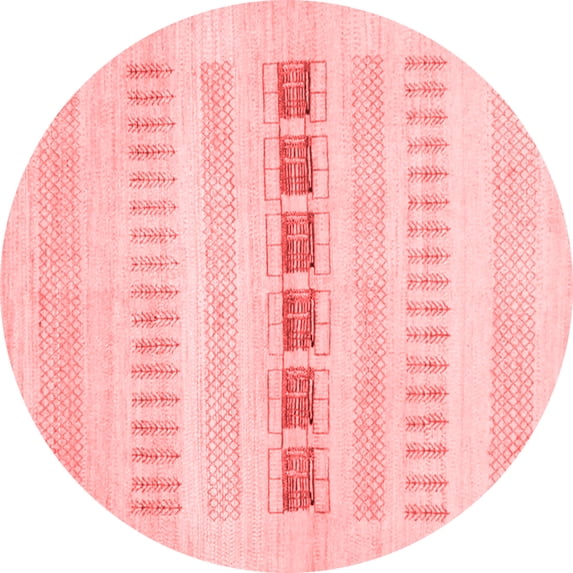 Ahgly Company Indoor Round Solid Red Modern Area Rugs, 6' Round