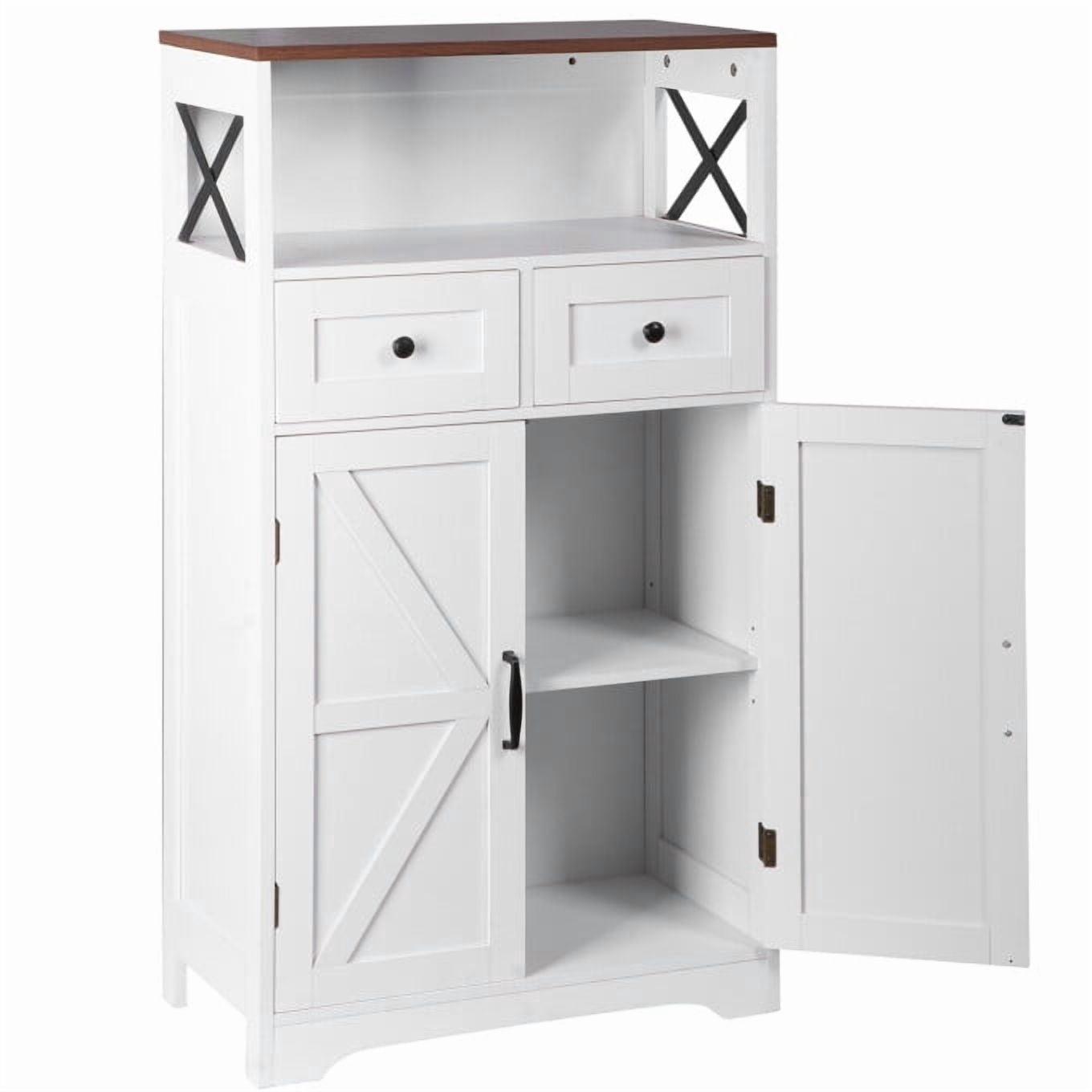 ZENY 42.5" Storage Cabinet with Drawers and Shelves, Kitchen Pantry Storage Cabinet for Dining Living Room Home Office White