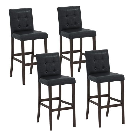 Gymax Set of 4 Bar Stools 29 '' Counter Height Barstool Pub Chair Rubber Wood Black