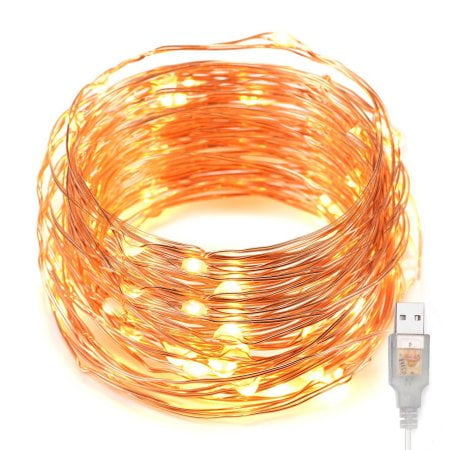 Flexible Patio Grout Kohree USB String Lights 100LEDs Copper Wire String Lights 33ft Flexible Rope lights for Bedroom Patio Garden Warm White ()