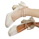 thumbnail image 4 of Zapatos de vestir de boda con punta cuadrada y lazo elegante a la moda para mujer, tacones altos, para fiesta de boda, diario, Beige 38, 4 of 12