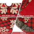 thumbnail image 4 of Bueautybox Christmas Tree Skirt, 48 Inch Large Buffalo Plaid Christmas Tree Skirt, Rustic Burlap Xmas Tree Skirt with Thick Faux Fur Snowflake, 4 of 7