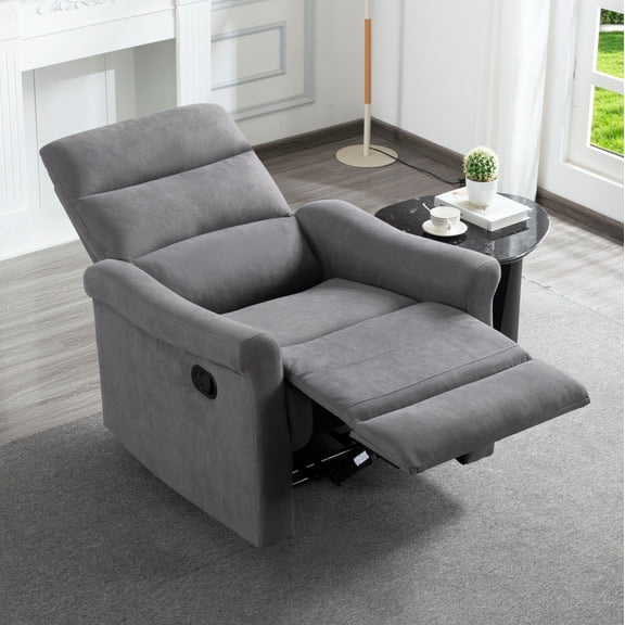 BSHTI 31.89” Linen Fabric Manual Recliner Chair, Single Sofa Recliner with Adjustable Backrest for Ergonomic Comfort Seating for Living Room & Office(Dark Grey)