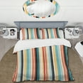 thumbnail image 2 of Designart "Nostalgic Stripes In Pink And Blue" Striped Bedding Covert Set - Mid-Century Modern Bed Set With 2 Shams, 2 of 5