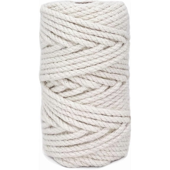 4.5mm Jute Rope 100 Feet Natural Craft Rope Twine String Perfect for Home Gardening Macrame Arts Crafts DIY Cat Scratching Post Replacement Repairing Recovering Cats Toy Making,White