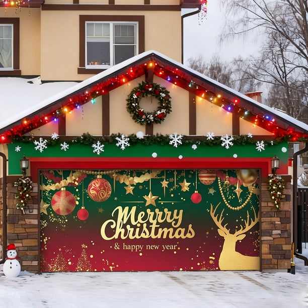 Banderín para garaje para decoraciones navideñas Banderines festivos para celebraciones estacionales Uso en interiores y exteriores Atractivo para sus vacaciones