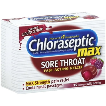 Chloraseptic Max Strength Sore Throat Lozenges, Wild Berries 15 ea (Pack of 4)