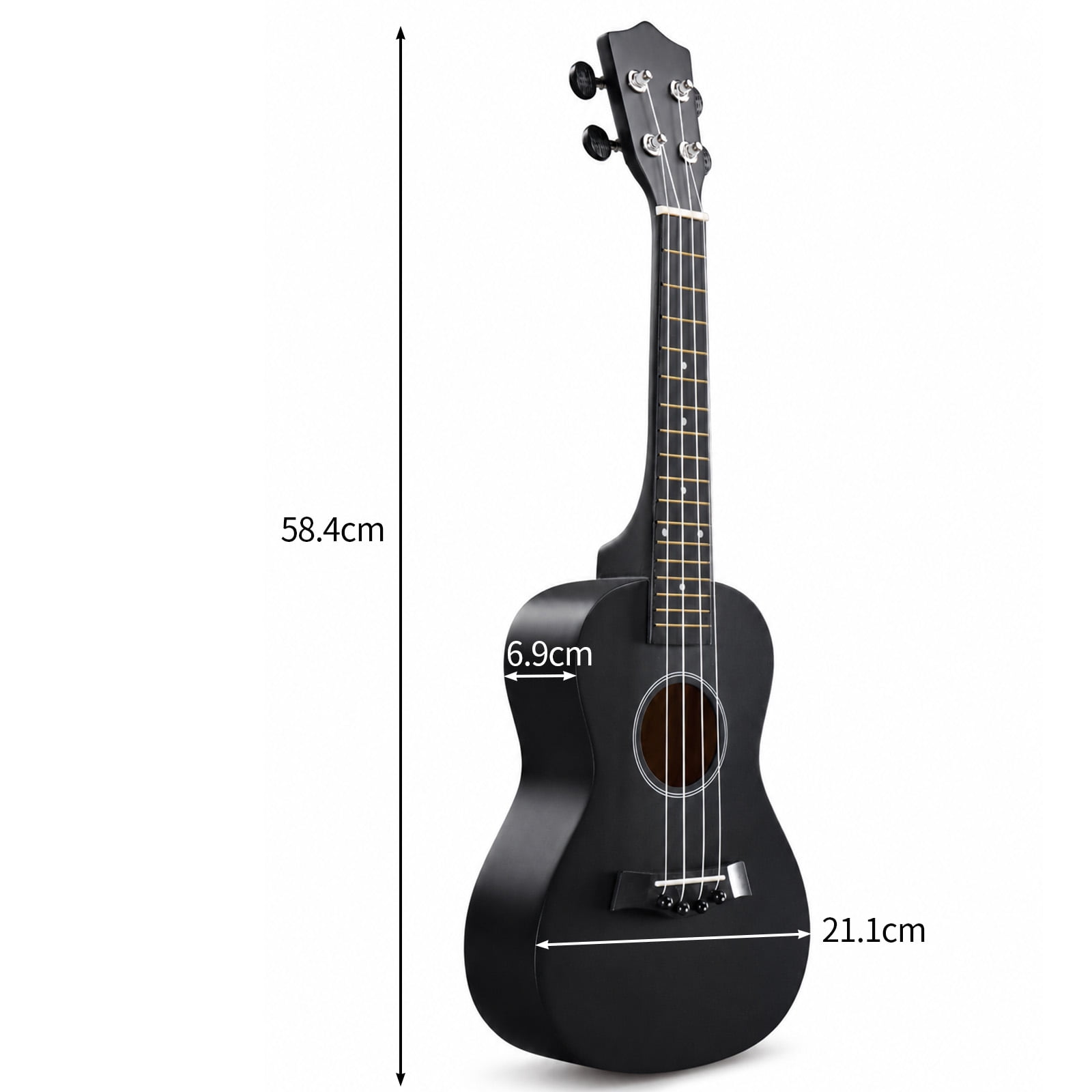 23 Inch Ukulele Beginner Kit with Bag Capo Strap Picks Tuner