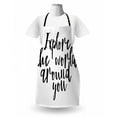 thumbnail image 3 of Saying Apron, Explore the World Around You Cursive Typography Pattern on Plain Background, Unisex Kitchen Bib with Adjustable Neck for Cooking Gardening, Adult Size, Charcoal Grey, by Ambesonne, 3 of 4