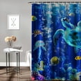 thumbnail image 2 of Orinice  Tropical Fish Shower Curtain Set with Toilet Lid Cover and Non-Slip Rugs, Ocean Turtle Underwater World  Shower Curtain Set with 12 Hooks, Kids Bathroom Set with Rugs and Accessories 69x72, 2 of 7