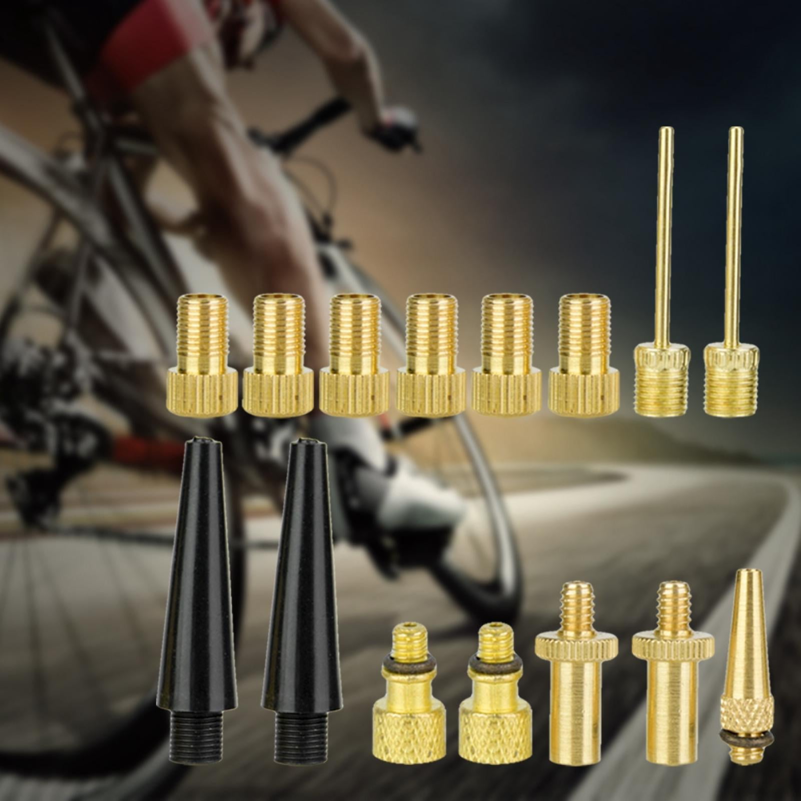 15pcs Bike Tire Valve Adapter Converter Bike Copper Valves Adapters SV AV DV Kit Air Valve