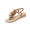 thumbnail image 2 of XUNKUSGA Sandals for Women Fashion Solid Color Floral Elastic Ankle Strap Beach Slide Sandals Casual Flip Flops Flats Sandals for Vacation 6-9.5,Khaki, 2 of 9