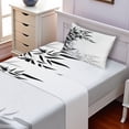 thumbnail image 2 of Ambesonne Asian Themed Fitted & Top Sheet Set with Sham, Monochrome Art Leaves, White and Black, 2 of 5