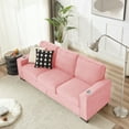 thumbnail image 4 of 83.86" Large Sofa with Extra Deep Seats,Comfy Velvet Couch with Cupholders,3 Seater Sofa for Living Room,Bedroom,Office,Pink+Velvet, 4 of 11