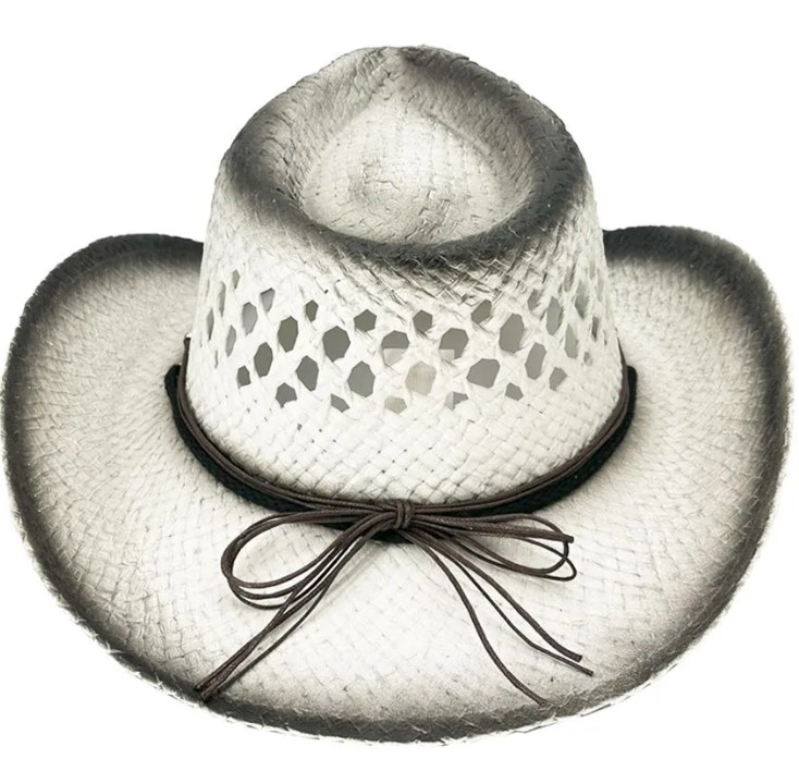Packable Paper Straw Cowgirl Sun Hat - Ombre Western Beach Hat Straw Cowboy Hat for Women Men Classic Western Cowgirl Cap  main image 4