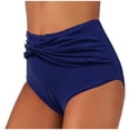 thumbnail image 1 of Pantalon de Bain Plissé à Taille Rayée Unie pour Femmes - Bas de Bikini d'Été de Plage, 1 of 7