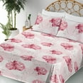 thumbnail image 3 of Ambesonne Flowers Boho Fitted & Flat Sheet with Shams 4 Pcs Set, Vintage Rose Floral, Full, Pale Pink and Dark Pink, 3 of 5