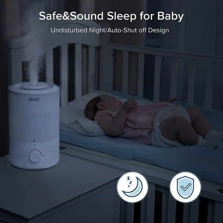 Levoit Cool Mist Humidifier for Room, 3L Top-Fill Humidifier for Bedrooms, and Baby Nurseries, with Aromatherapy, Dual 150, White