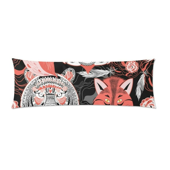 YUSDECOR Beautiful Tigers And Foxes Body Pillow Pillowcase Pillow Protector Cushion Cover 20x60 Inch