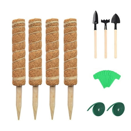 

Geruite Coir Moss Pole Set 4Pcs Plant Supports Set with Strips Plant Labels Planting Implements Moss Plant Stakes for Indoor Plants Monstera Gardening Tools