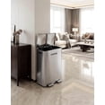 thumbnail image 5 of 2 x 8 Gallon Dual Compartment Trash Can, Slow Close Step Pedal Garbage Bin with Removable Buckets, White Stainless Steel Recycling Can for Kitchen Office - Silver, 5 of 7