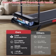 Foldable Walking Pad Treadmill with Handles, 3.0HP Compact Portable Running Machine for Home Fitness, 350LBS Capacity