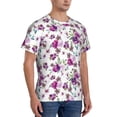 thumbnail image 2 of Vsdgher Violets Flowers Print Men's Dry Fit Mesh Athletic Shirts Moisture Wicking Tennis T-Shirt Tops, 2 of 9