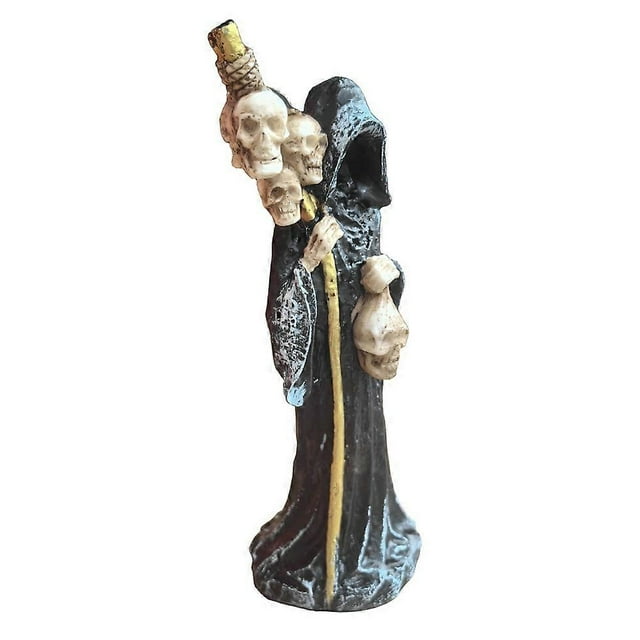 Holy Death Statue Standing Decorative Muerte Figurine Grim Reaper Holding Skull Statue Altar Hallowe