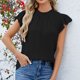 thumbnail image 5 of Camisetas de Manga Corta para las Mujeres Cuello Redondo Sólido Fuera Del Hombro Botón Superior, Camiseta Casual de Poliéster para el Uso Diario, Fiesta Y Primavera, 5 of 6