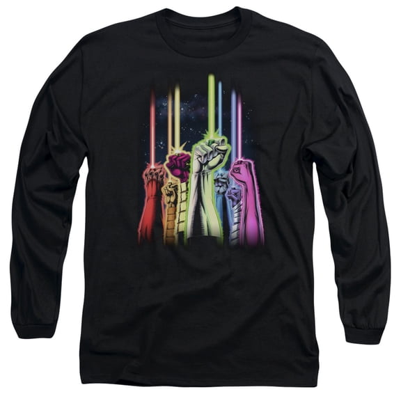Green Lantern Rainbow Corps Long Sleeve Adult 18/1 T-Shirt Black