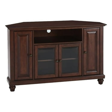 Pemberly Row Traditional Wood Corner TV Stand for TVs up to 48" in Mahogany